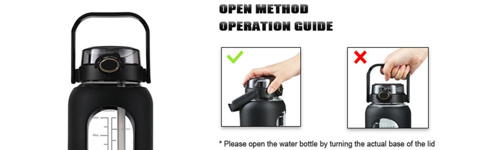 【WINSA】 64oz Glass Water Bolttles with Straw Half Gallon Large Motivational Water Bottle with Time Marker Sports Water Bottles with Silicone Sleeve and Handle Lid Water Jug for Gym Workout Leakproof Bpa Free Bottled Drinkware Cup