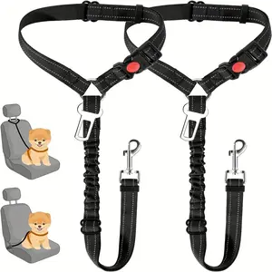 Durable Adjustable Dog Seatbelt in Patterned Design, Premium Polyester Fiber Car Harness Adjustable Safety Harness for Safe Travel, Universal Fit and Easy to Use, Harness Straps