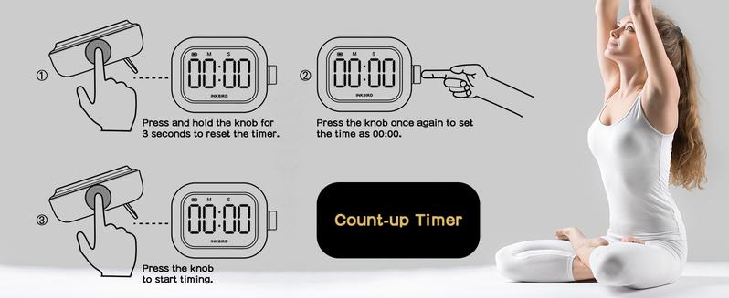 INKBIRD Kitchen Timer, LED Magnetic Timer with Backlit Display Screen, Suitable for Reading, Learning, Fitness, and Cooking, Kitchen Accessories