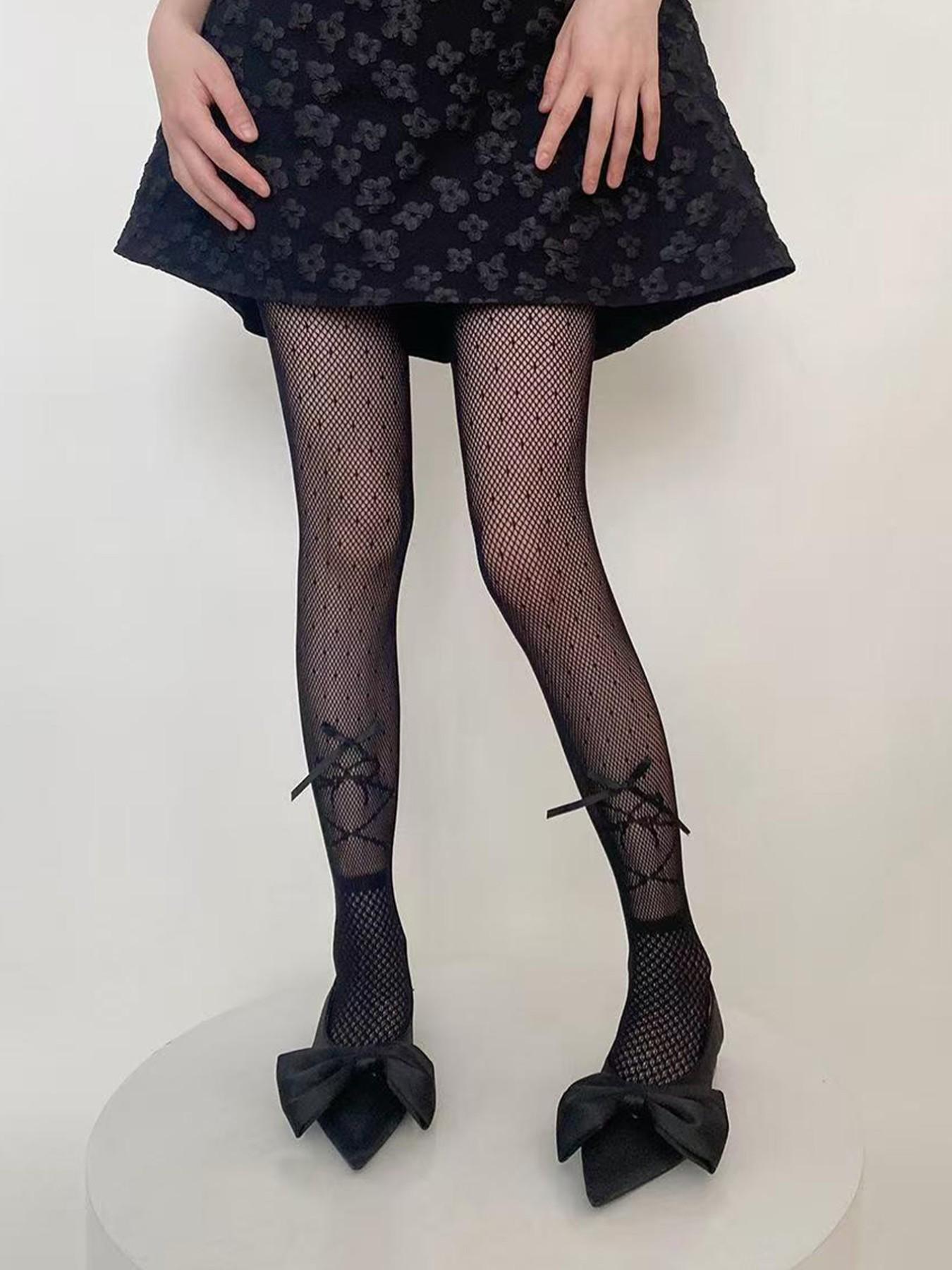 Floral Rhombus Fishnet Leggings, Y2K High Stretch Thin Stockings, Sweet Cool Girl Versatile Stockings, / Optional