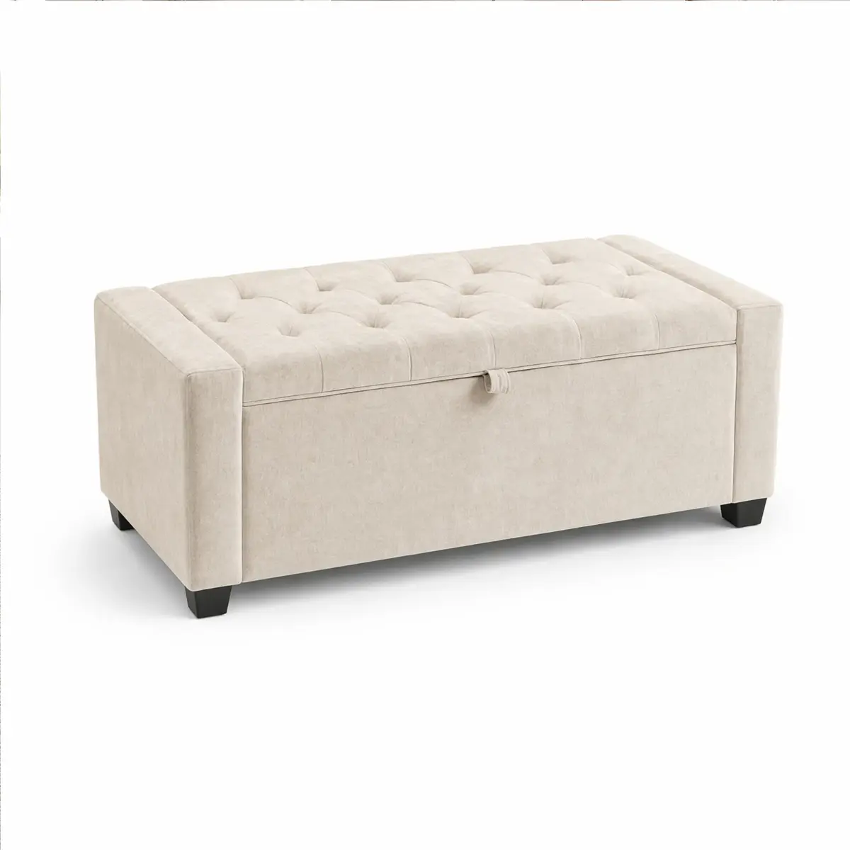 Storage Bench, End of Bed Storage Benches, Chenille Fabric Upholstered Ottoman Bench with Safety Hinge for Living Room Entryway Bedroom Hallway