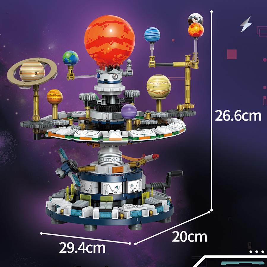 Small Building Blocks, Solar System Rotating Platform Model, Technic Gear Planet Rotation, Educational Toy, Birthday Gift, Christmas Present, Building Block Sets