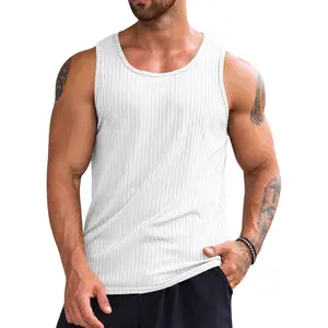 Luxury Premium Men's Wear Runcati Men's Ribbed Tank Tops Knit Sleeveless Workout T Shirt Muscle Gym Fitness Tee