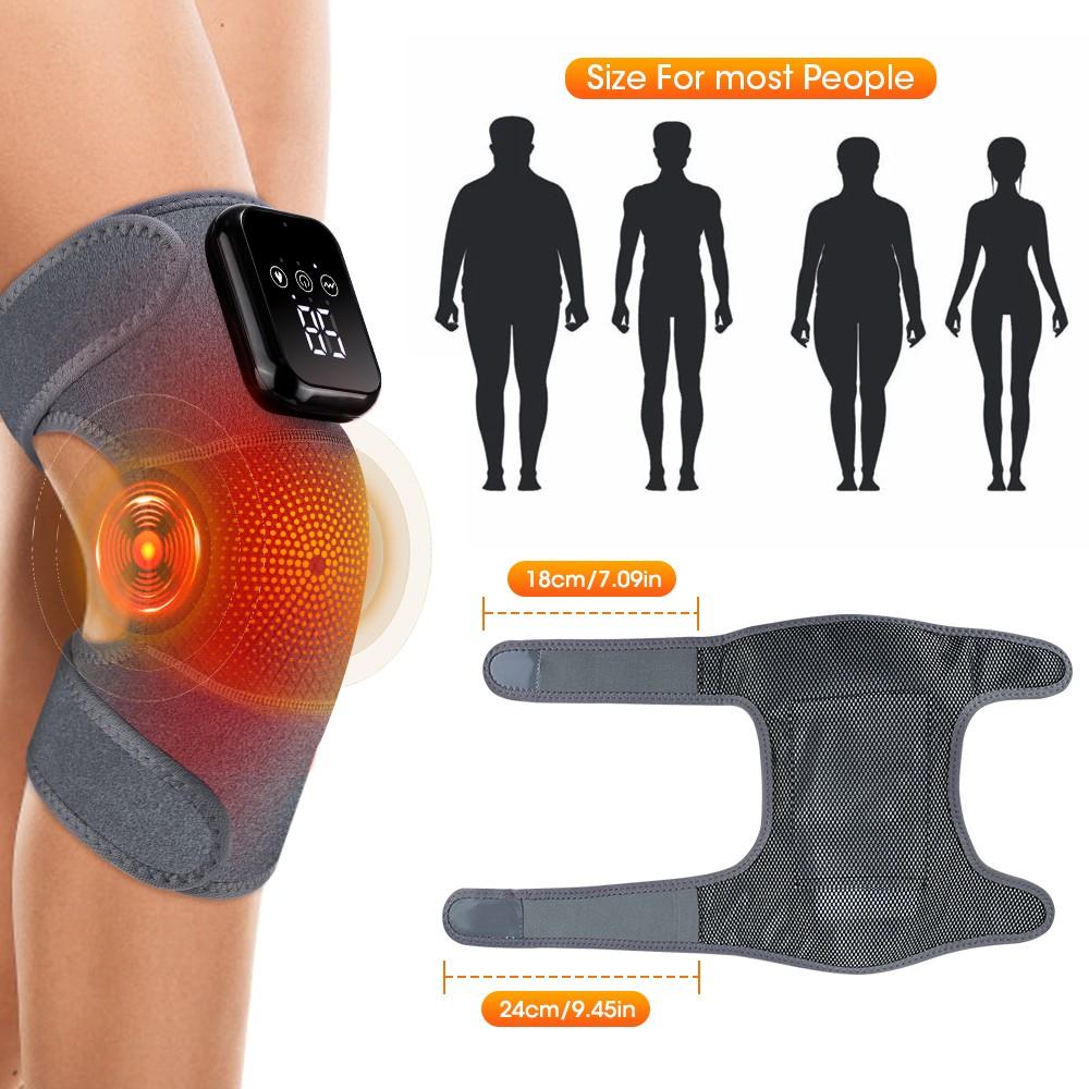 Hot compress vibrating knee joint massager, extended heating knee pad, 3 types of vibration and 3 levels of hot compress, massage knee pad, adjustable extension strap for joint discomfort, suitable for gifting to parents and friends