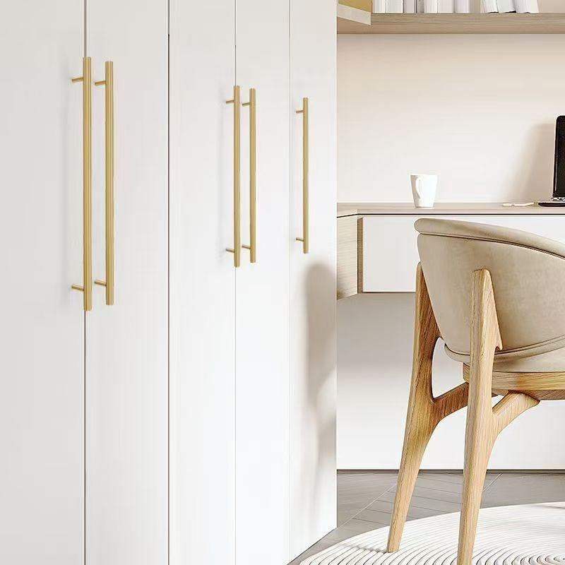 9/18pcs Gold Cabinet Handles, Wardrobe, Drawer, Kitchen Cabinet Handles, Stainless Steel Brushed Plated Handles, Powder Coated, Includes Installation Screws, Eas