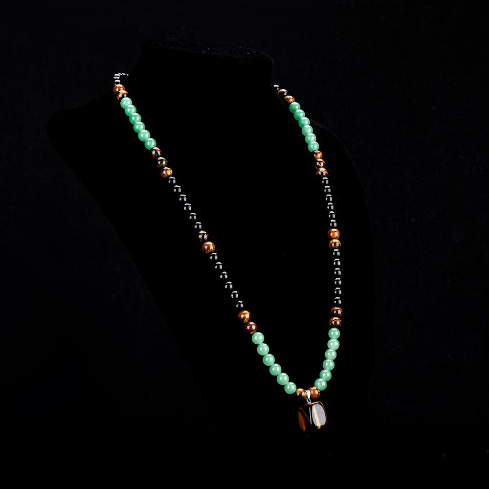 Money Attraction Necklace With GreenAventurine & Tiger Eye  Pendant Healing Crystal Stone ,Anniversary, Vacation &Theme Parties Jewelry Charms Abundance Crystal bracelet,Long Chain,Sweater chain,Ideal Gift Jewelry for Men and Women