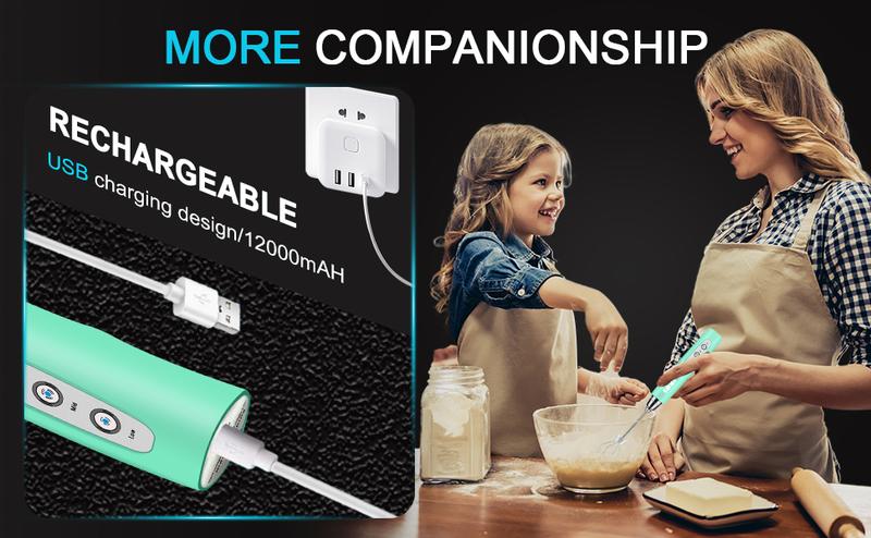 Handheld Milk Frother for Coffee, Rechargeable Electric Whisk with 3 Heads 3 Speeds Drink Mixer Foam Maker For Latte, Cappuccino, Hot Chocolate, Egg，Black Friday Online Event, Christmas Gifts