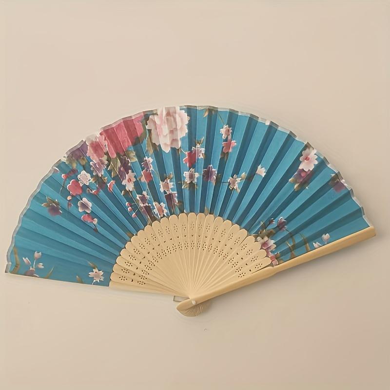 1Pcs/3Pcs Floral Flower Design Folding Hand Fan Japanese Vintage Folding Fan Chinese Retro Style Hand Fan with Wooden Ribs Decor Fan for Dancing Wedding Party Decorations Supplies