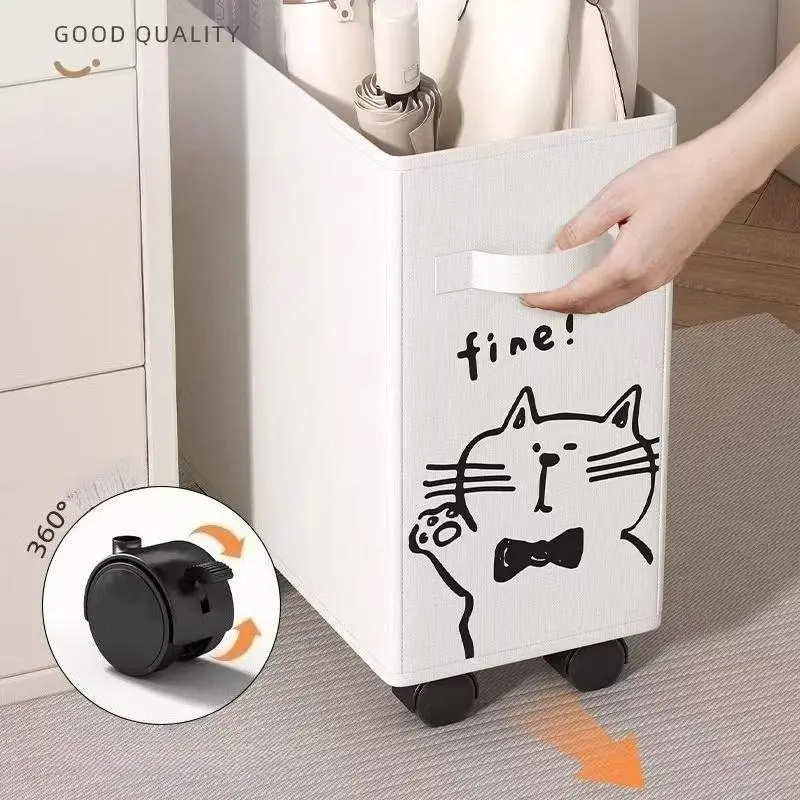 Cartoon Pattern Rolling Storage Bucket, Home Foldable Utility Basket for Ironing And Organization, Living Room Snack Storage Box, Large Capacity Fabric Laundry Basket, Yoga Mat Storage Basket, Smooth And Space-Saving