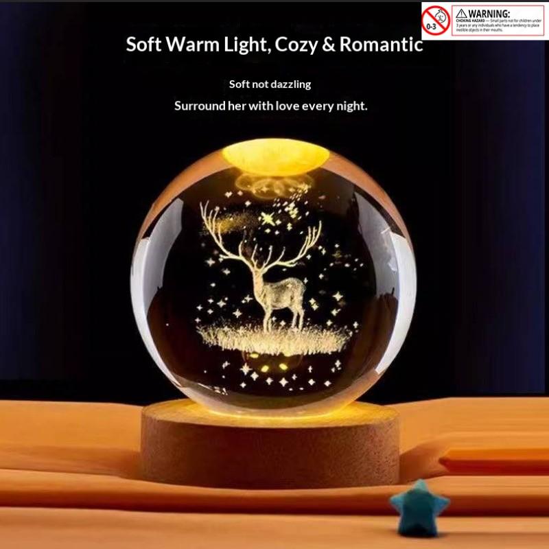 Crystal Ball Creative Ornament Desktop Decoration Toy, Couple Friend Birthday Gift, Organic Glass Material, No Ca Prop 65 Warning