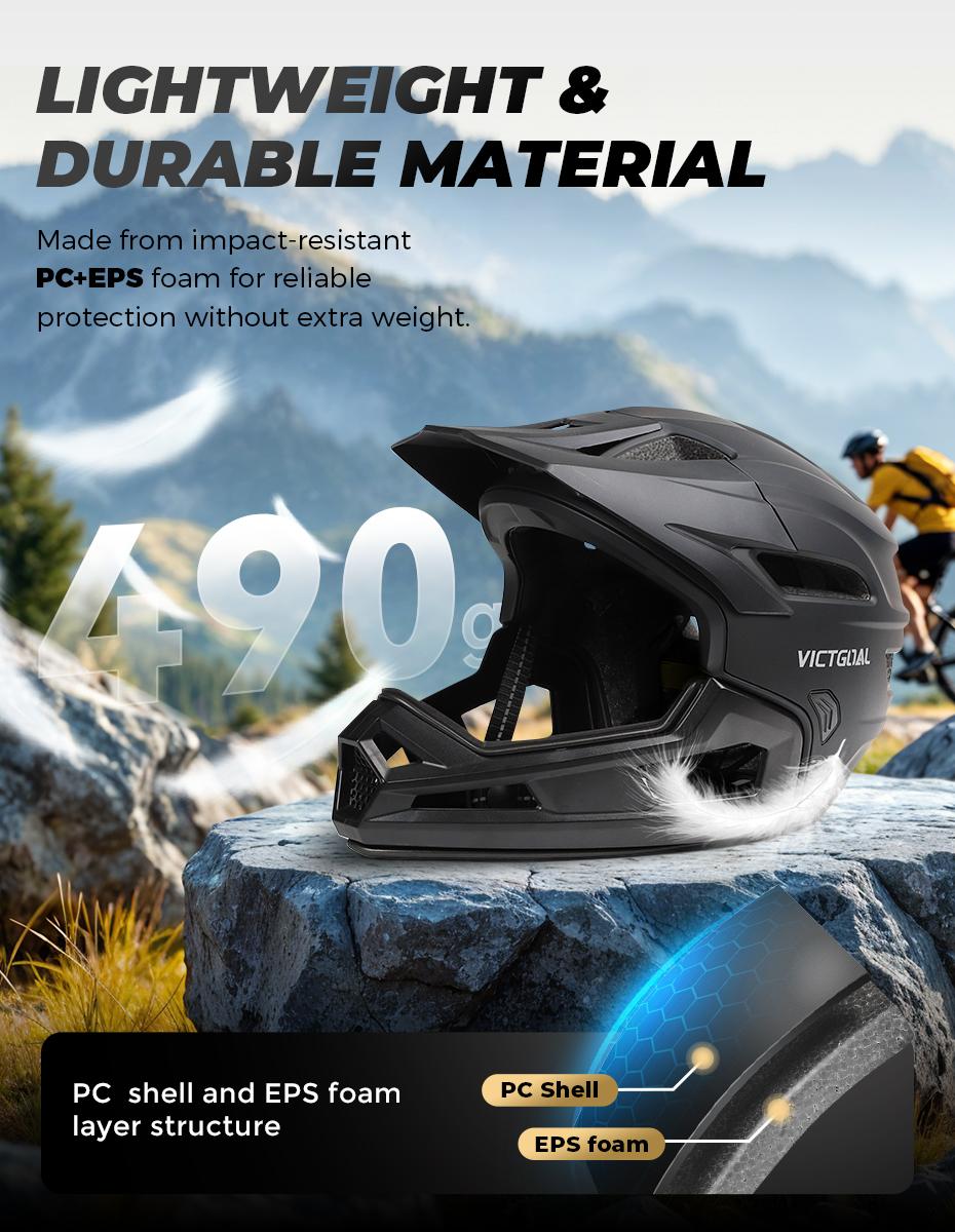 VICTGOAL Adult Detachable Mountain Bike Full Face Helmet, Men's Bicycle Head Protection, Off-Road MTB Safety Gear, Mbx Bmx Helmets, Motocross Helmet