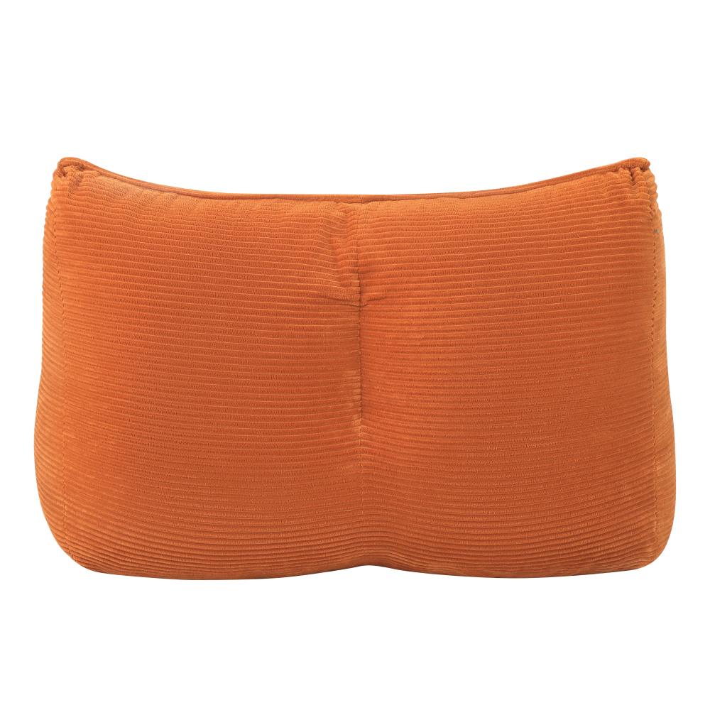 Modern Togo Caterpillar 1-Person Casual Rectangle Mini Sofa for Adults, 35.00x40.00x28.00 inches (35x40x28"), Corduroy Fabric, 40 lbs Slouchy Lazy Couch, No Assembly Required, Cozy Living Room-Bedroom Sofa, Orange, 30 Days for Quality Issues