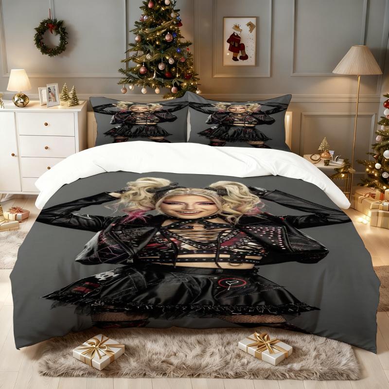 3pcs WWE patterned Decorative bedding set, duvet cover and pillowcases, multi-color printing, for all seasons, ideal for home and guest rooms, suitable for family, friends and lovers, best gift and for, 1 Duvet Cover + 2 Pillowcases (No Insert)