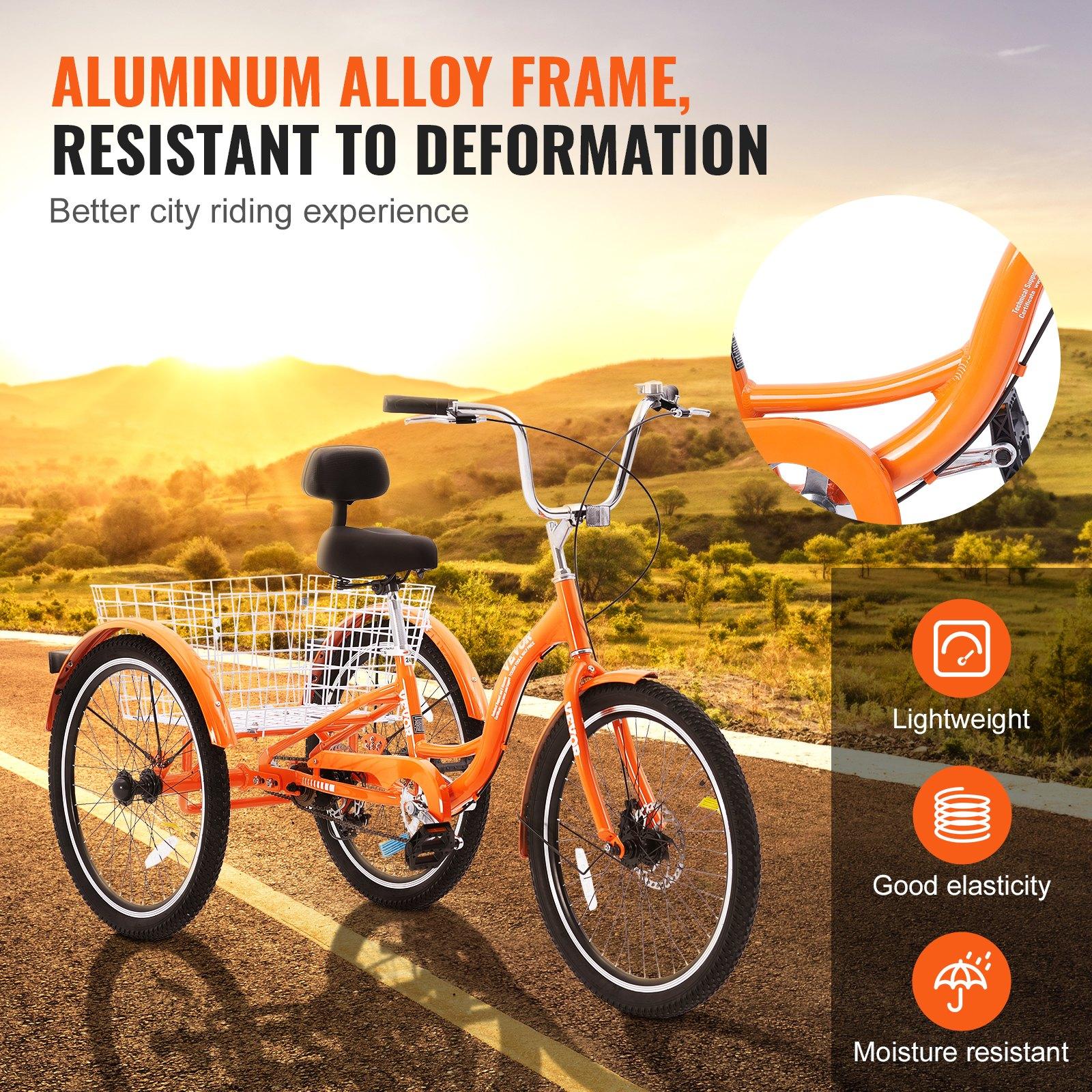 fathersdaygift VEVOR Adult Tricycles Bike, 20 Inch Three-Wheeled Bicycles, 3  Wheel Bikes Trikes, Aluminum Alloy Cruiser Bike with Basket Adjustable  Seat, Picnic Shopping Tricycles for Seniors, Women, Men (Orange) - TikTok  Shop