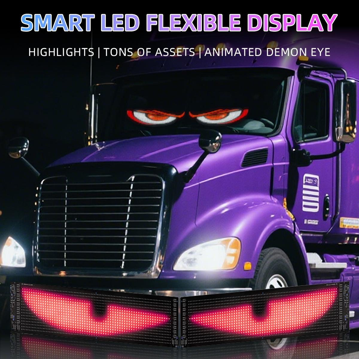 Devil's Eye LED Lights for Trucks, Car Decals, APP-Programmable Scrolling Bright Advertising Signs, Customizable Text Patterns for Pickup/suv/cars, Car Accessory