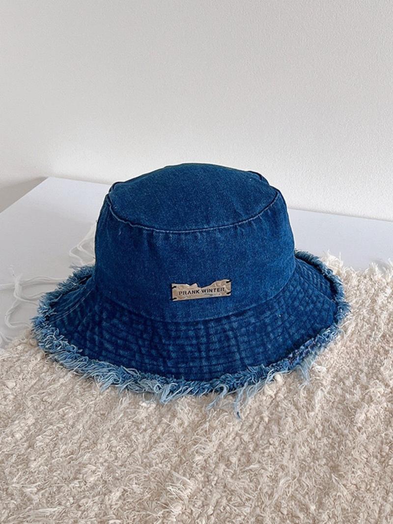 Letter Patch Washed Raw Trim Bucket Hat , Casual Outdoor Sun Protection Cap for Women & Men, Fashion Accessories for Daily Wear Adjustable Hat