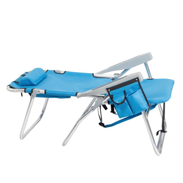 63*70*99cm Heightened Oxford Cloth Silver White Aluminum Tube Bearing 100kg Beach Chair Blue