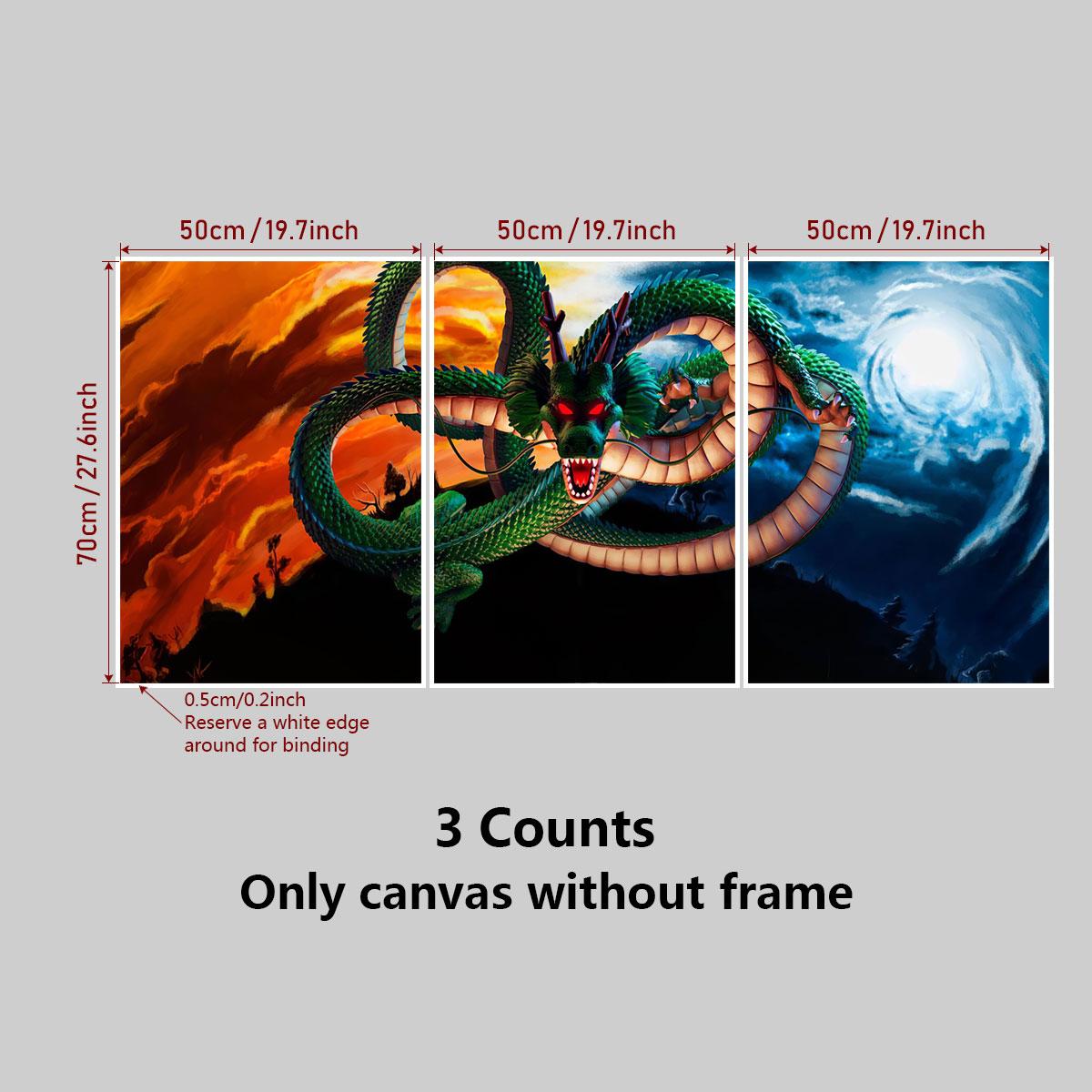 Dragon Pattern Modern Art Design Canvas Poster, 3 Counts/set Unframed Canvas Painting, Wall Decor for Home Living Room Bedroom Office