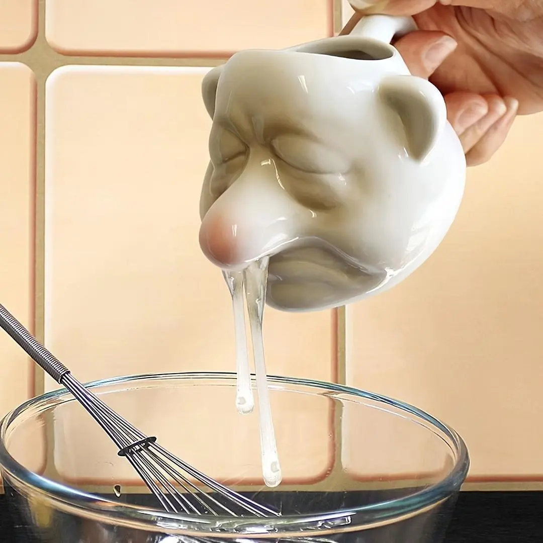Creative Kitchen Utensil Snotty Dwarf Devil Egg Separator Ceramic Big Nose Funny Cartoon Yolk Filter