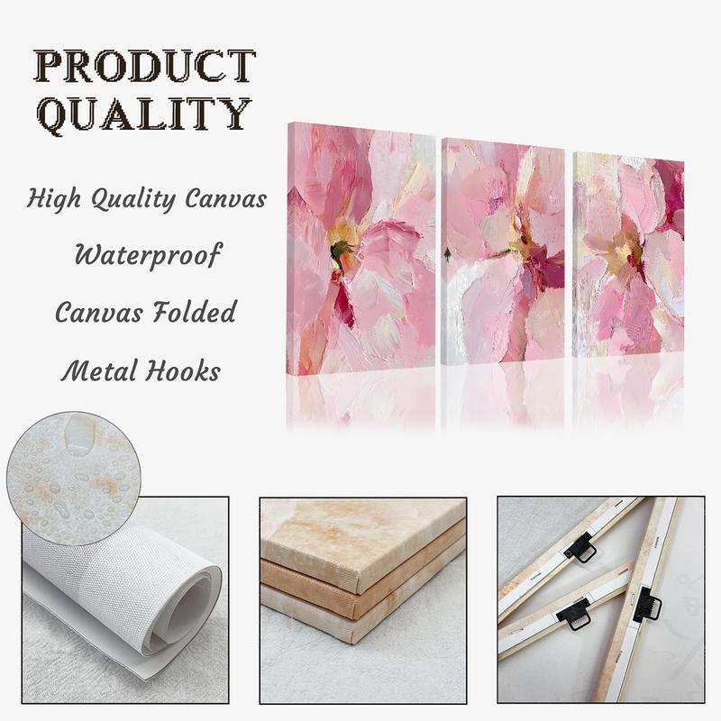 3 Counts Wood Framed 2D Blush Floral Canvas Poster, Abstract Pink Flower Wall Art, Wooden Wall Art, Ready To Hang, Peony Art Wall Decor, Artwork Wall Painting For Gift, Wall Picture for Living Room, Bedroom 3 Counts Wood Framed 2D Blush Floral Canvas Poster, Abstract Pink Flower Wall Art, Wooden Wall Art, Ready To Hang, Peony Art Wall Decor, Artwork Wall Painting For Gift, Wall Picture for Living Room, Bedroom