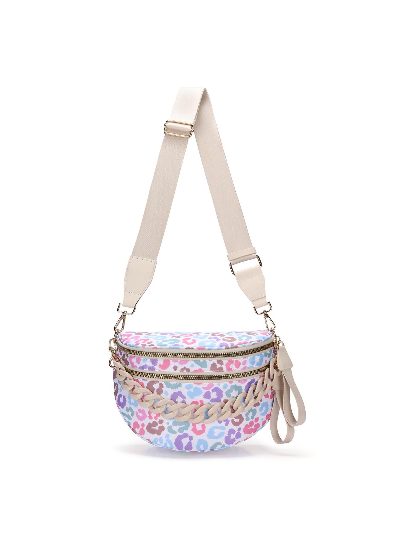 Women's Plaid Satchel Backpack, Wide Nylon Waterproof Handbag Wallet Warm Pack with Shoulder Strap + Chain Accessory