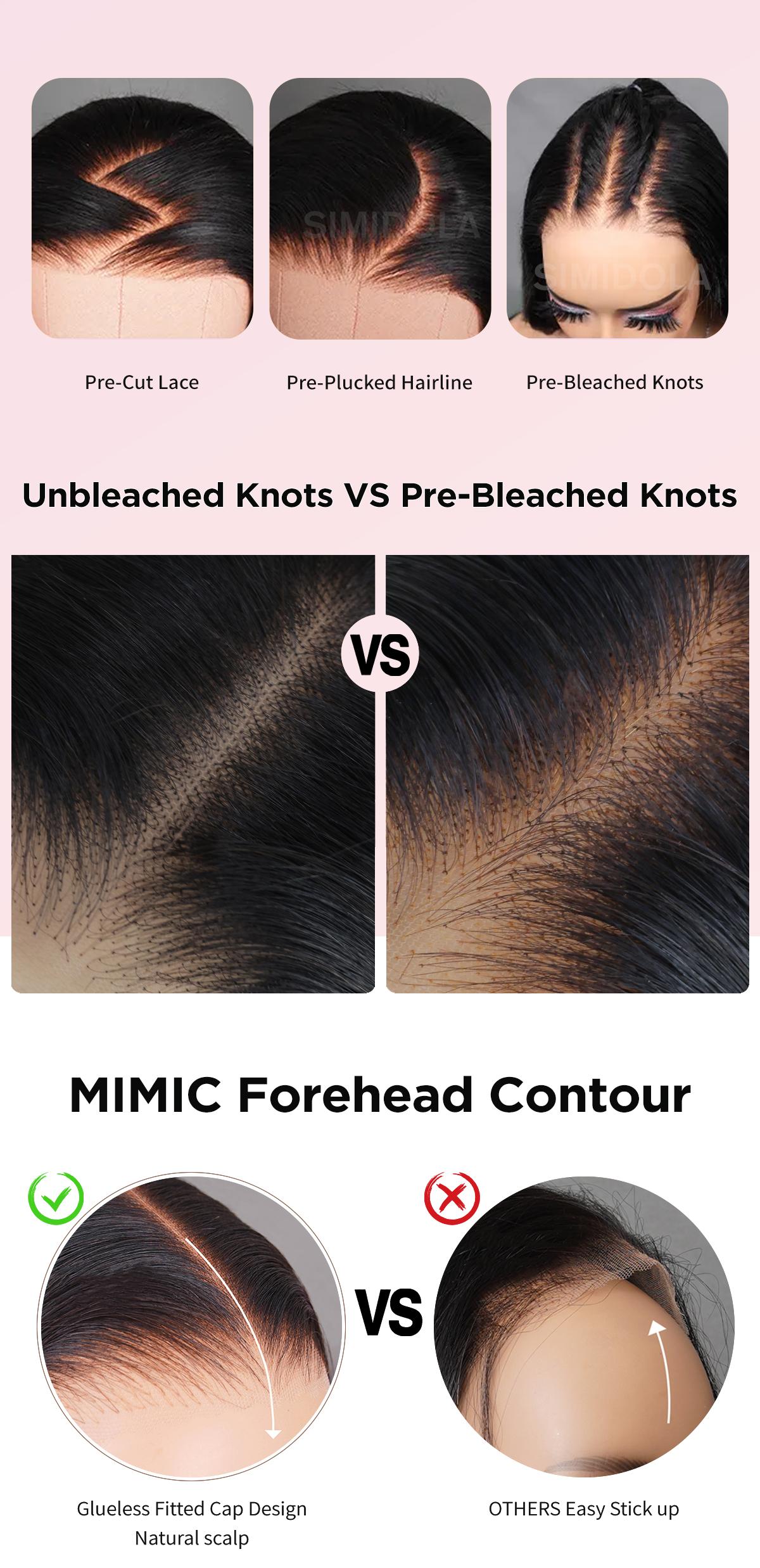 Simidola 4x6 Lace Put On Go Pre Bleached Bye Bye Knots Straight Hair 9x6 HD Lace Glueless Wig Human Hair Glueless Wig For Women Pre Plucked 200% Density