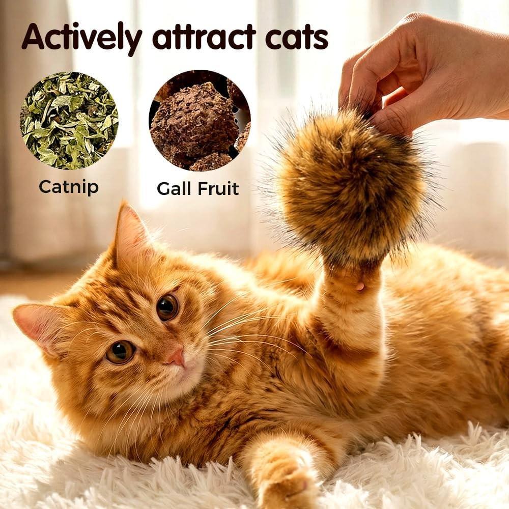 Cat Toy Faux Rabbit Fur Ball, Ultra Soft Interactive Catnip Balls, 2026 New Soft Rabbit Fur Catnip Balls, Fluffy Catnip Toy for Indoor Cats, Soft, Washable and Real Rabbit Fur Cat Toys, Cat Exercise Ball for Indoor