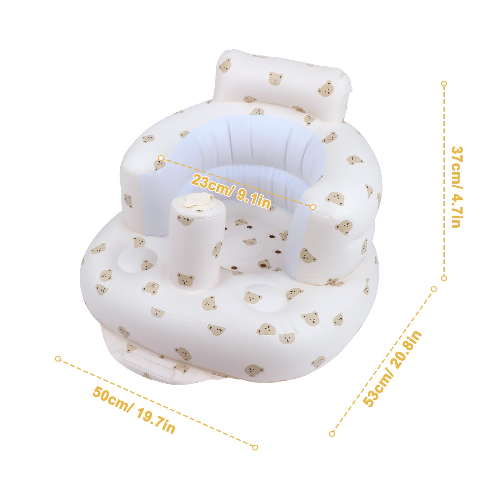 Baby Floor Chair for Sitting Up, Inflatable Baby Seat with Harness for Babies,Baby Seats for Infants, Blow Up Baby Chair with Built in Air Pump