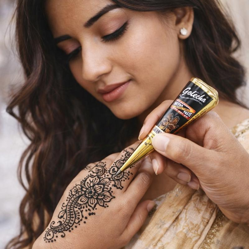 12pcs Henna Colored Hand-Drawn Temporary Body Art Tattoo, Plants-Based Stain Pigment, 1 Box, Henna Tattoo, Natural Plant Ink