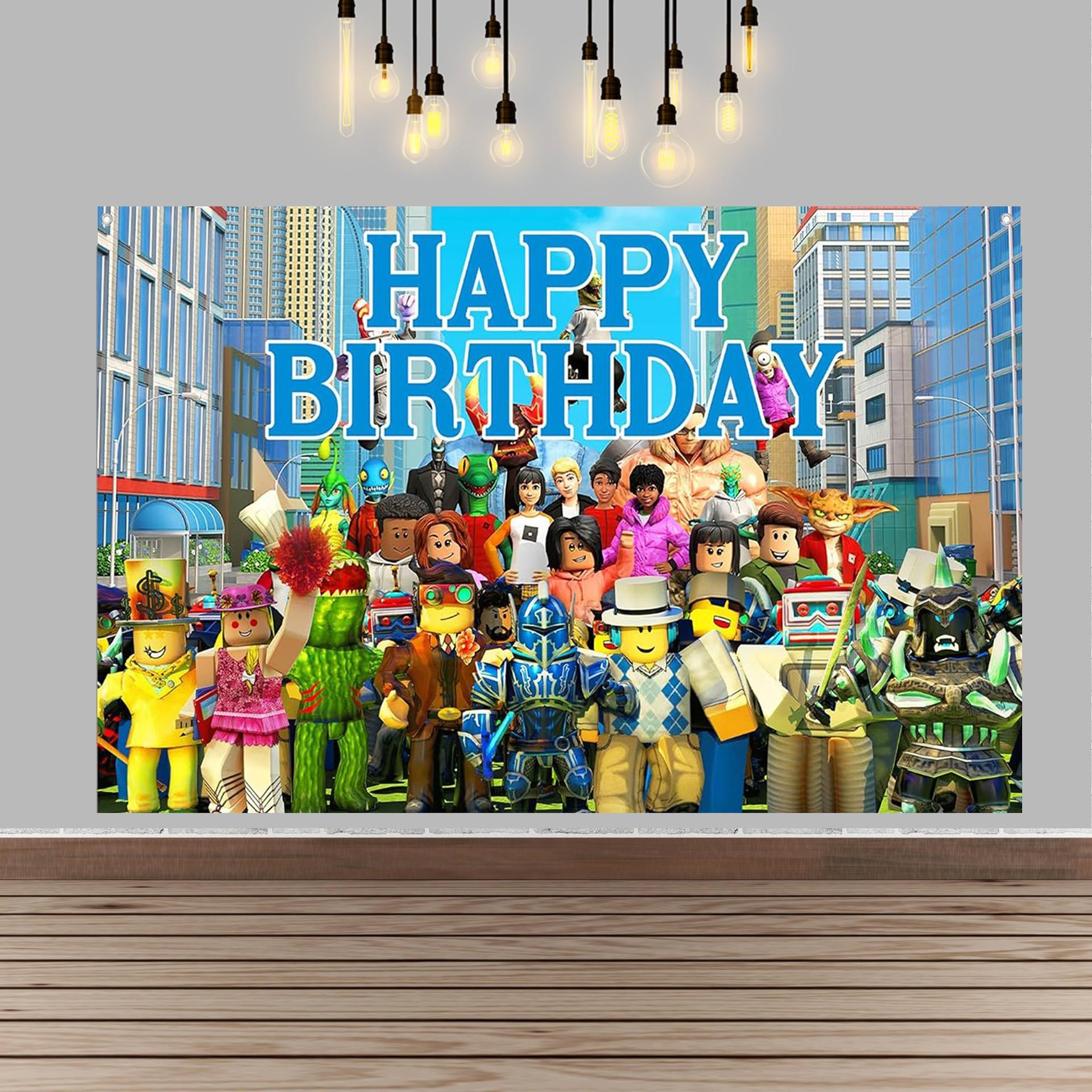 Hilloly Photography Background, Birthday Party Backdrop, Roblox Photo Background, Cartoon Party Decoration, Birthday Background