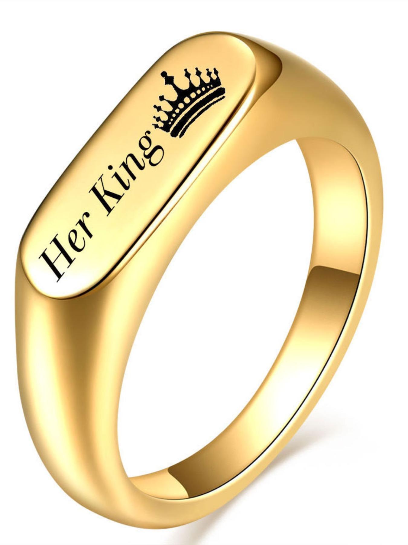 6mm Oval Cast Rectangular Her King His Queen Crown Couple Rings, Elegant Jewelry for Couples, Perfect Gift Idea