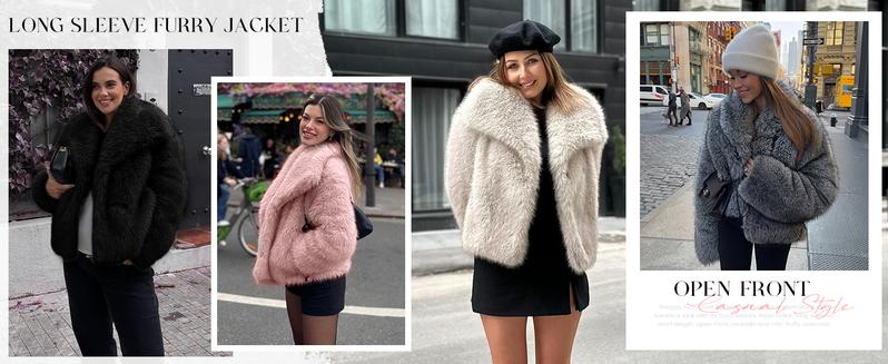 Arssm Women’s Faux Coat - Fluffy Elegant Warm Outerwear for Cold Weather or Night Out Winter Jacket Womenswear