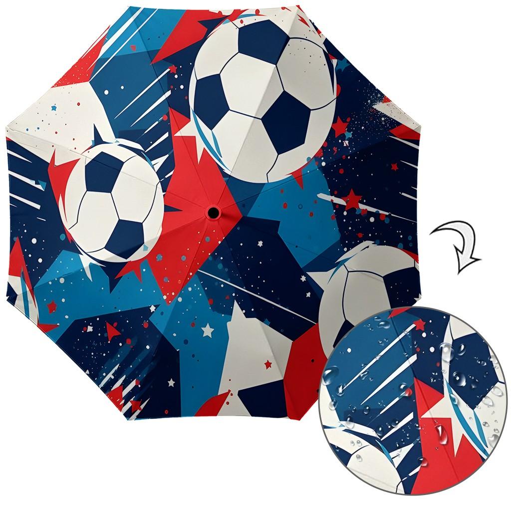 Football Field Pattern Umbrella, Automatic Folding, Sun Protection, Durable 8-Rib, Outdoor Use, Great Gift, World Cup Umbrella