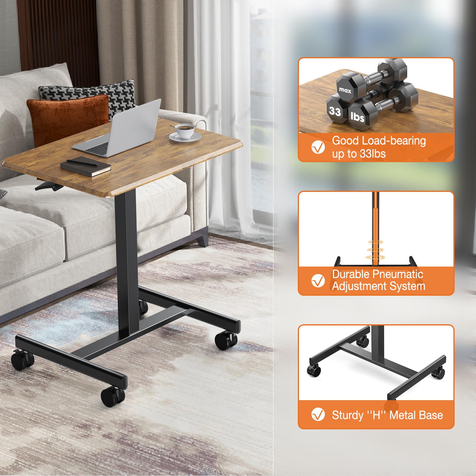 Indoor Furniture Table & Desks Overbed Bedside Table with Wheels, Adjustable Hospital & Home Use Bed Tray, Rolling Laptop Desk, Mobile Standing Table