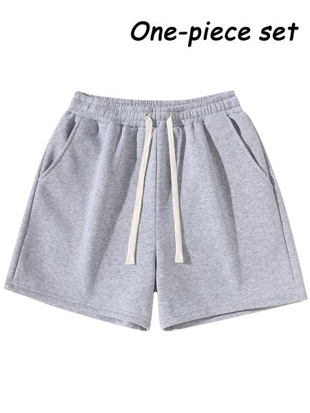 Men's Plain Drawstring Waist Shorts, Basic Casual Sporty Running Pants for Daily Wear and Exercise, Moderate Fabric, Fitted Style Summer Sports Shorts, Casual Athletic Shorts