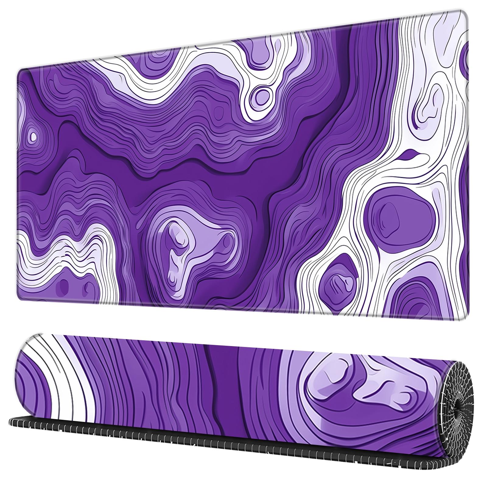 Topographic Map Pattern Mouse Pad, 1 Count Rectangle Gaming Mouse Pad, Office Desk Keyboard Mat with Non-Slip Rubber Base, Stitched Edges for Home Office