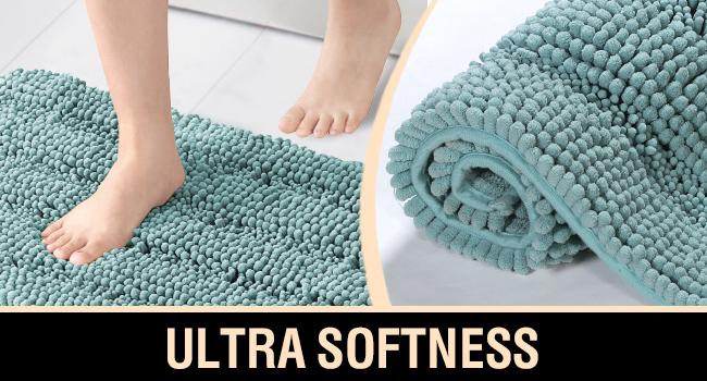 H.VERSAILTEX Bathroom Rugs Bath Rug Set 2 Piece Bathroom Contour Rug Toilet Mat Sets Non Slip Contour Bath Rug Ultra Thick Water Absorbent Striped Bath Mats Washable