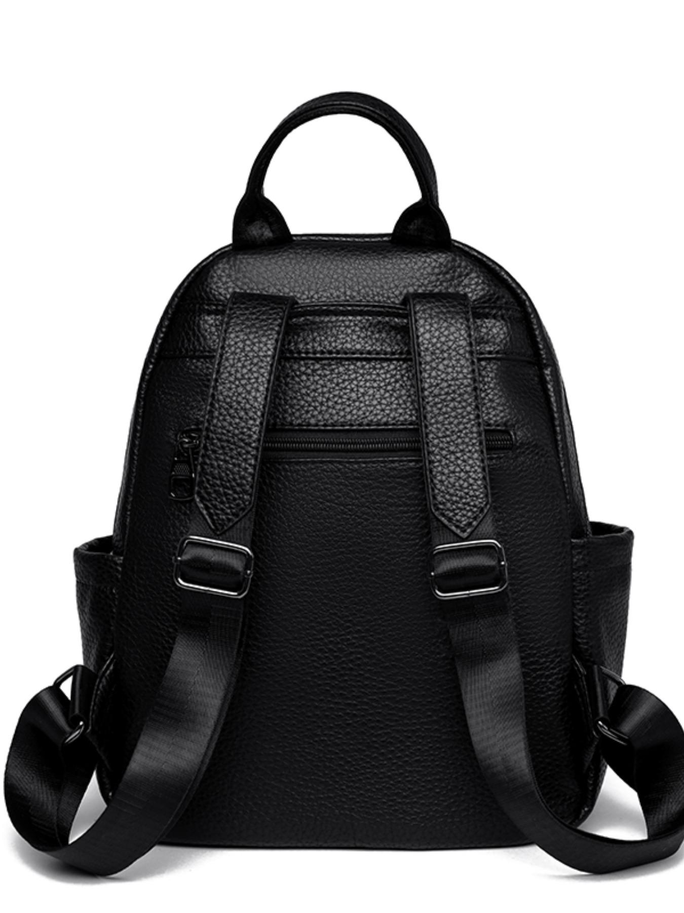 Women's Simple Solid Color Backpack, Multifunctional Travel Bag, Soft Leather Shoulder Bag, Fashionable Casual Bookbag