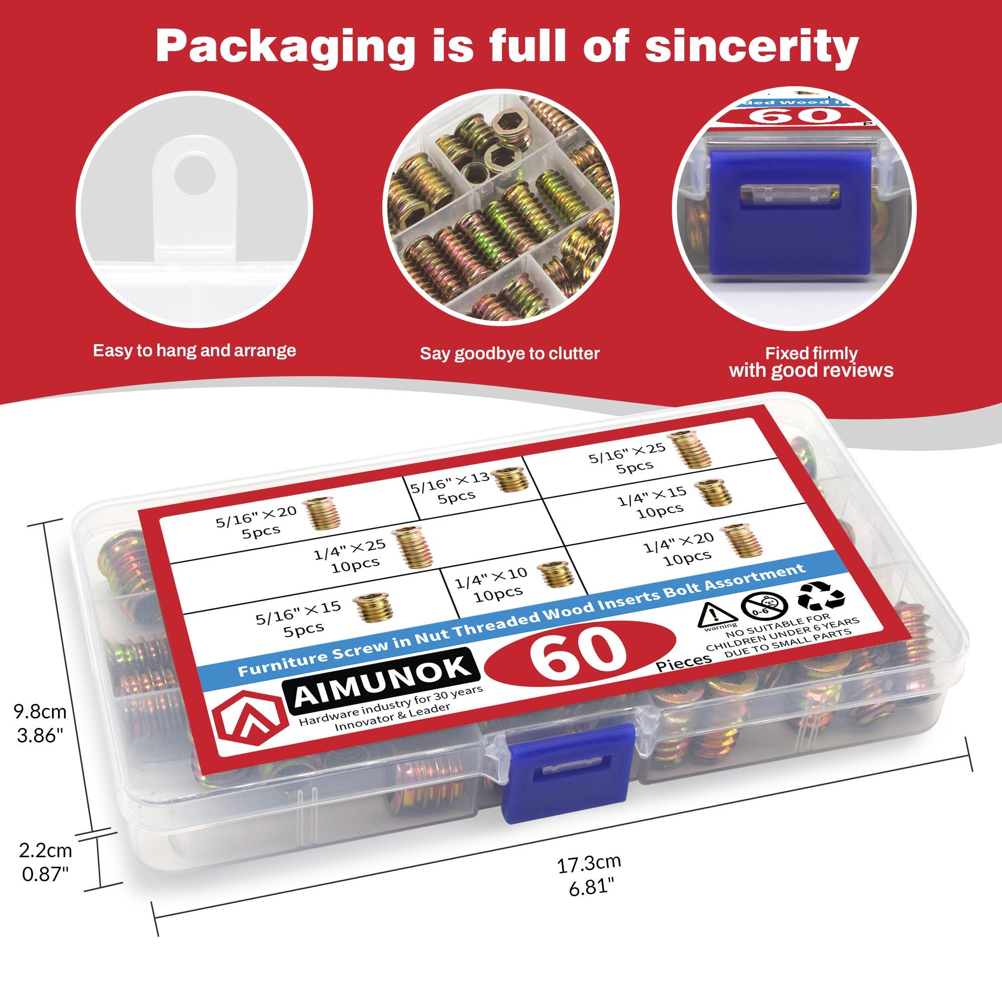 Aimunok Zinc Alloy Internal & External Thread Screws, Male-Female Thread Fasteners, Durable Metal Hardware for Various Applications