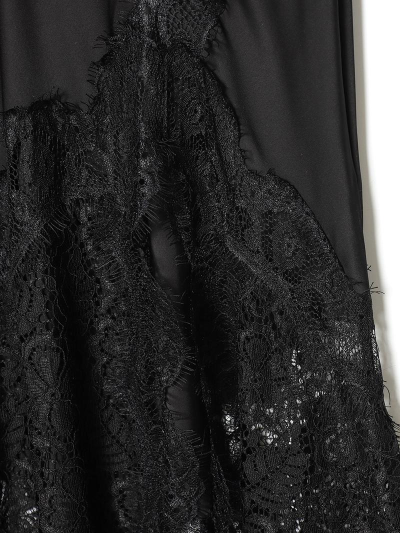 Women's High Waist Satin Lace Long Dress, Asymmetric Decor Y2K Evening Gown, Layered Elegant Midi Skirt for Spring Summer Fall Winter