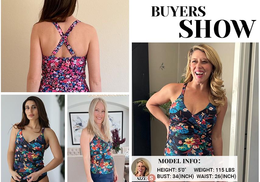 Tempt Me Women Underwire Tankini Top Only - Twist Front V Neck Bathing Suit Swim Top Tummy Control Cross Top 2026