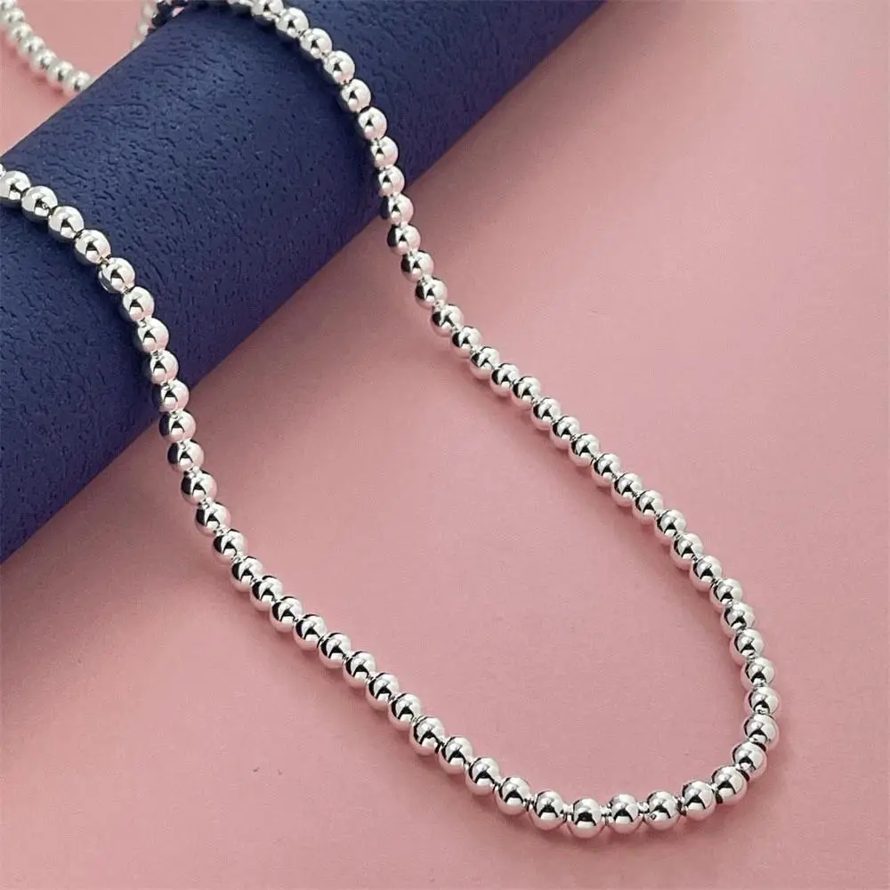 Women's 925 Sterling Silver 4mm Balls Beads Chain Necklace 16"-24"
