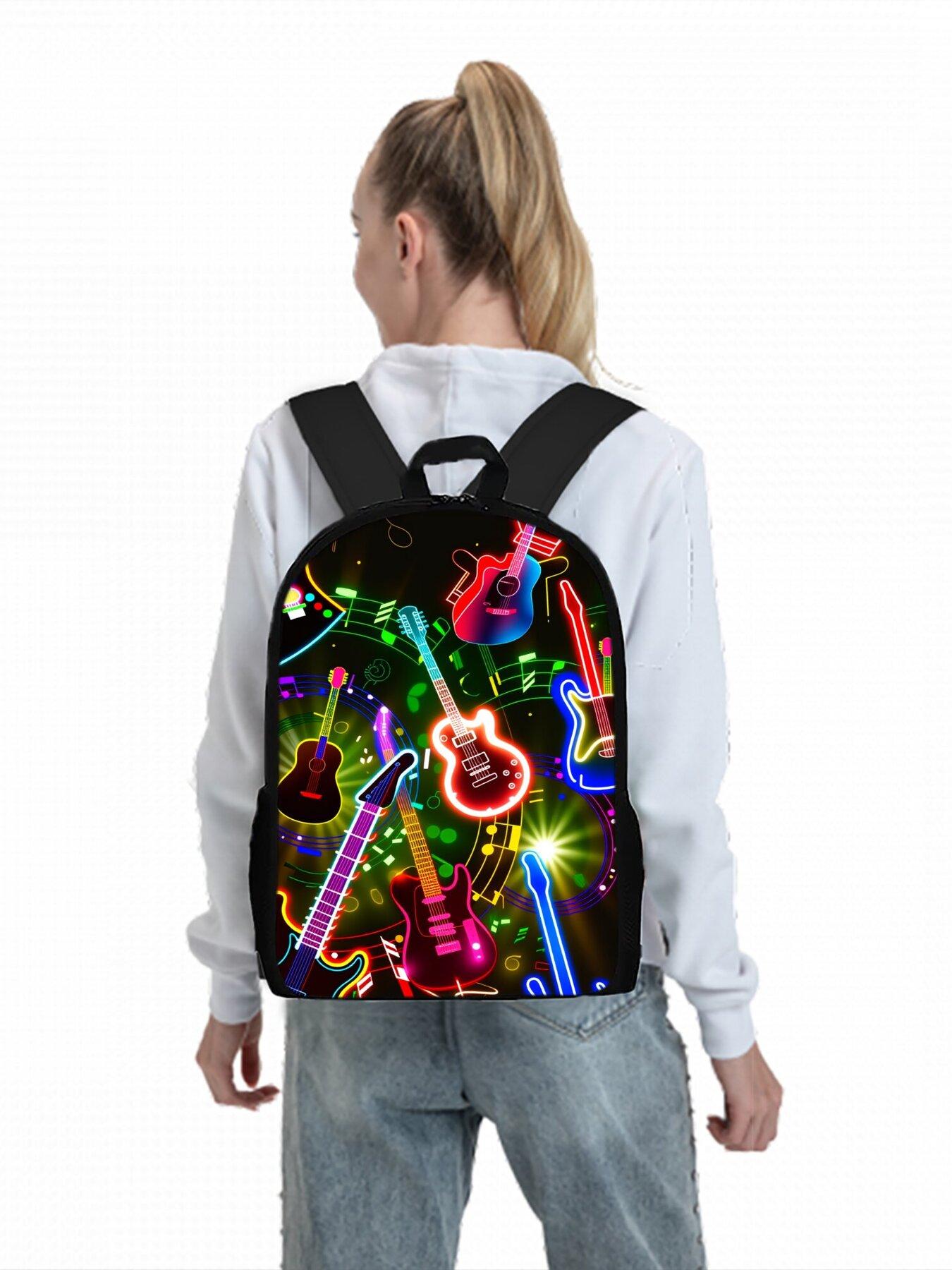 Cyberpunk Guitar Pattern Print Single-Layer Backpack