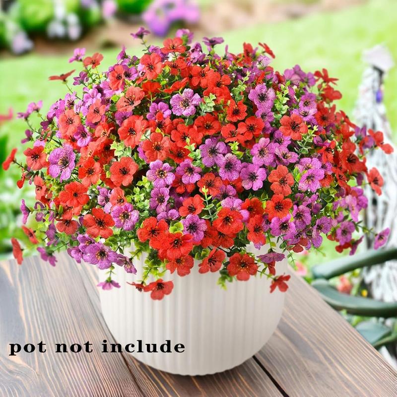 Artificial Flower (12/24pcs/set), UV Resistant Colorful Fake Flower, Decorative Bouquet for Home Garden Party Wedding Decor, Artificial Flowers Bouquet