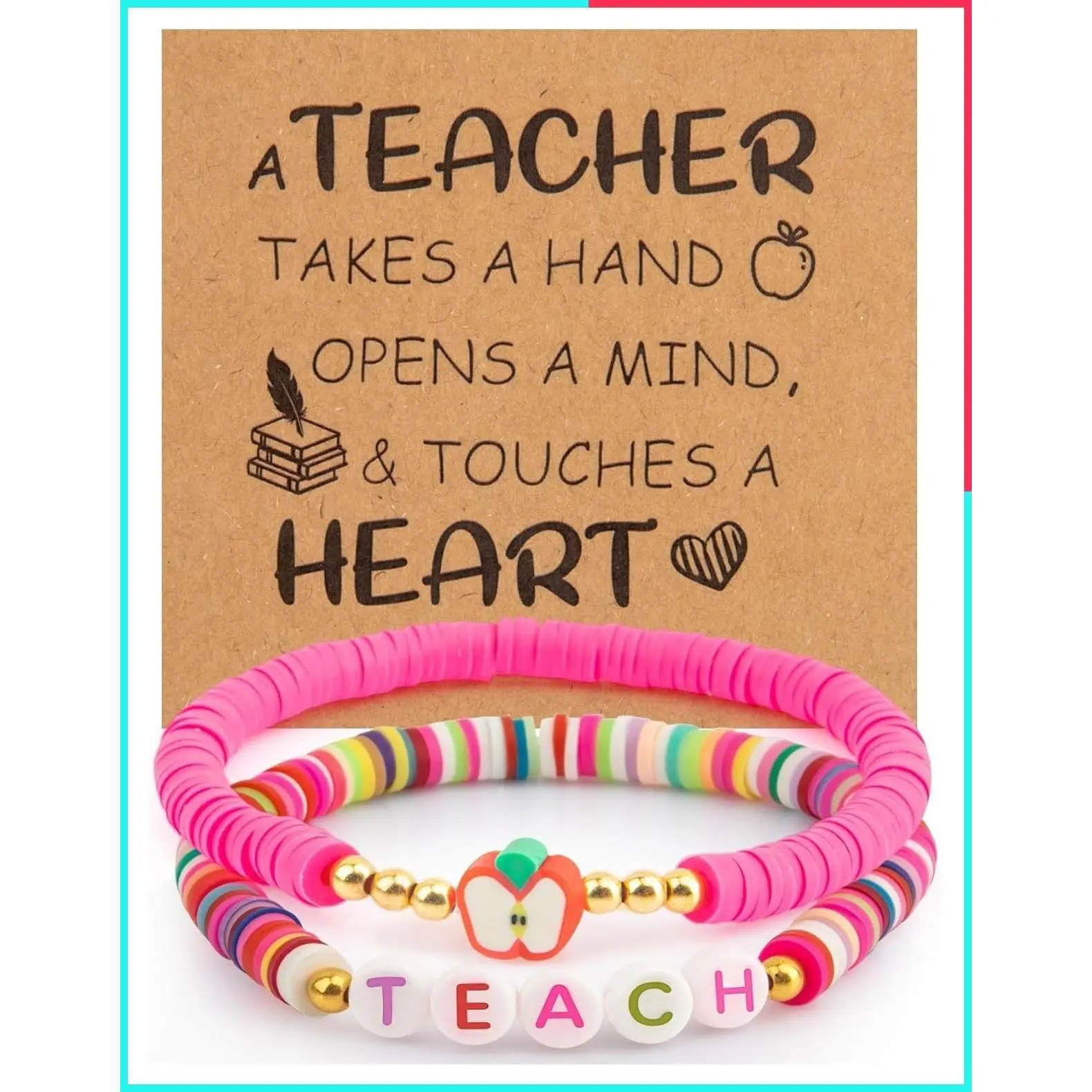 Teacher Appreciation Gifts for Women - Thank You End of Year Graduation Colorful Polymer Clay Bead Bracelets, Summer Essential That Goes with Any Outfit