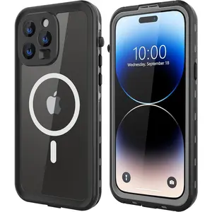 iPhone 14 Pro Case Waterproof, [Built-in Lens & Screen Protector] [Shockproof] [Dropproof] [Dustproof] Full Body Protection Durable Phone Case - Black