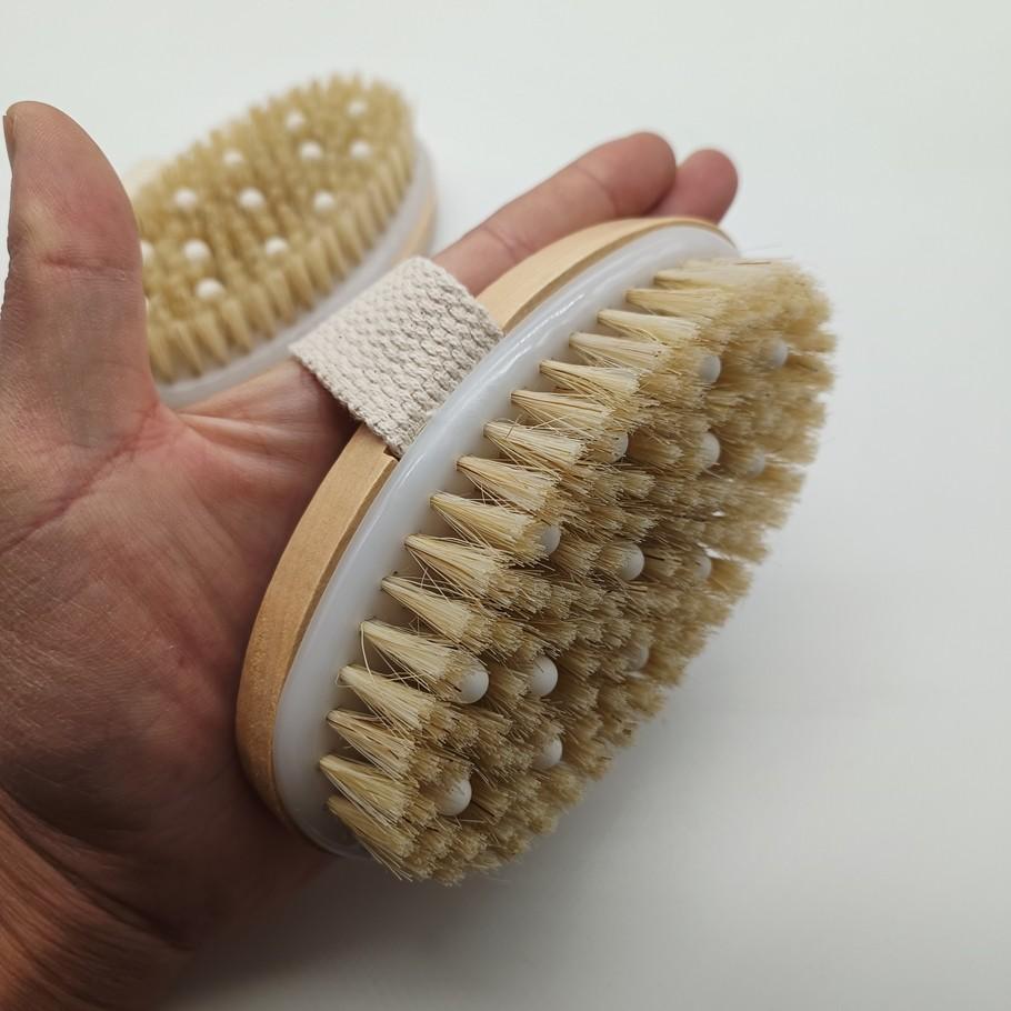 Natural Bristle Bath Brush, Dry Wet Dual Use, Deep Cleansing Exfoliator, Gentle on Skin, Perfect for Shower and Back Scrubbing