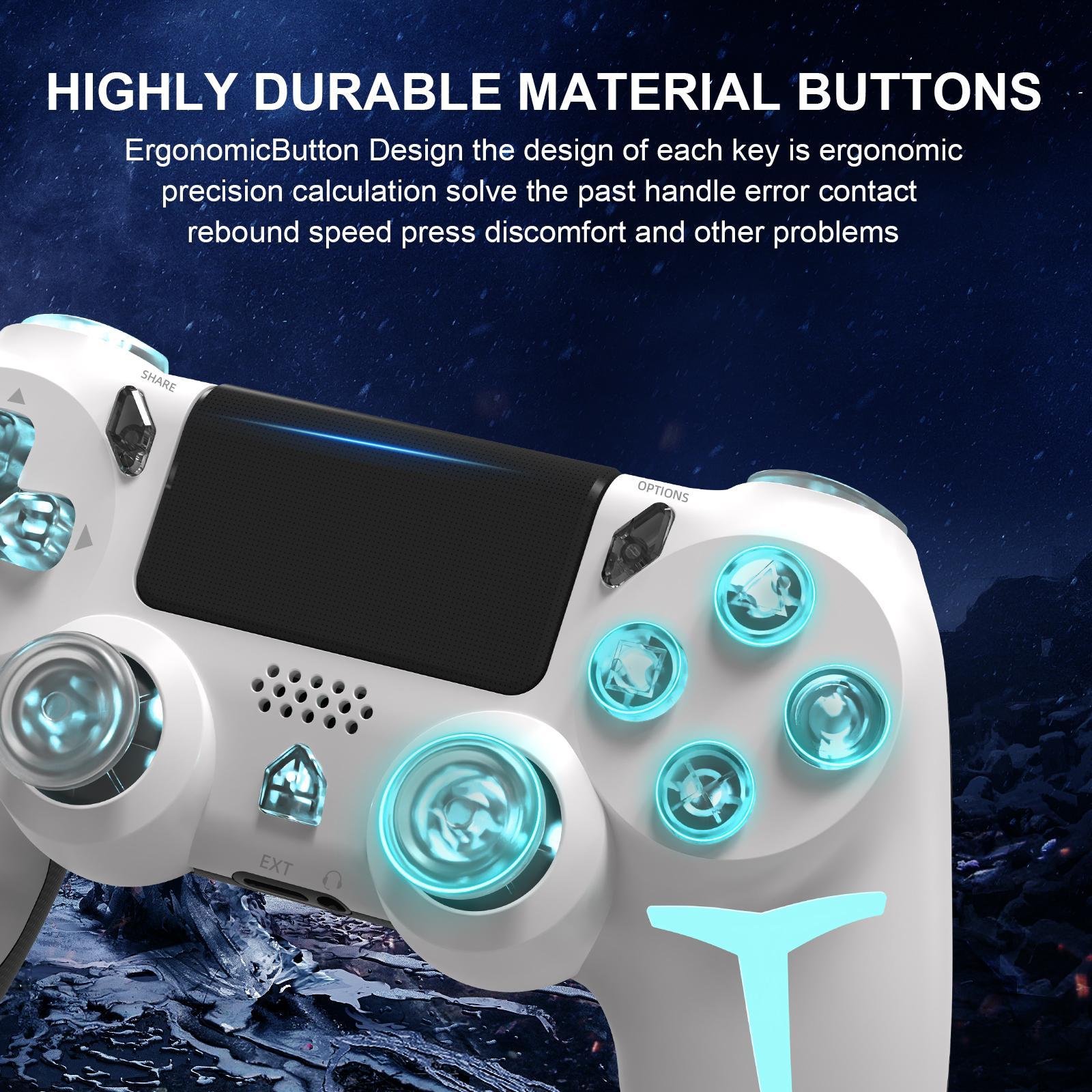 GAMINJA Wireless Game Controller with Six-Axis Gyroscope, Dual Vibration Speakers, Compatible with Ps4/ps4 Slim/ps4 Pro/PC, Light Effects, Premium Gaming Controllers