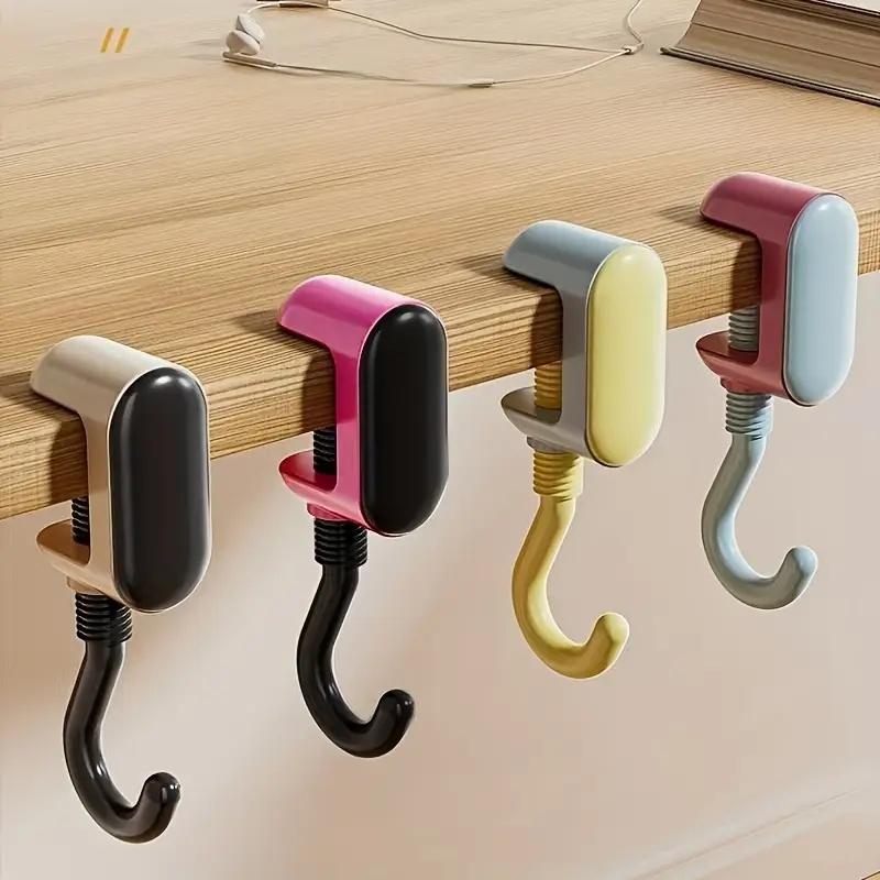 Adjustable Bag Hook with Screw Nuts, Durable Material, Suitable for Different Thicknesses, Desk, Backpack, Water Bottle, Key Holder, Multiple Colors, Home Organizer Hook