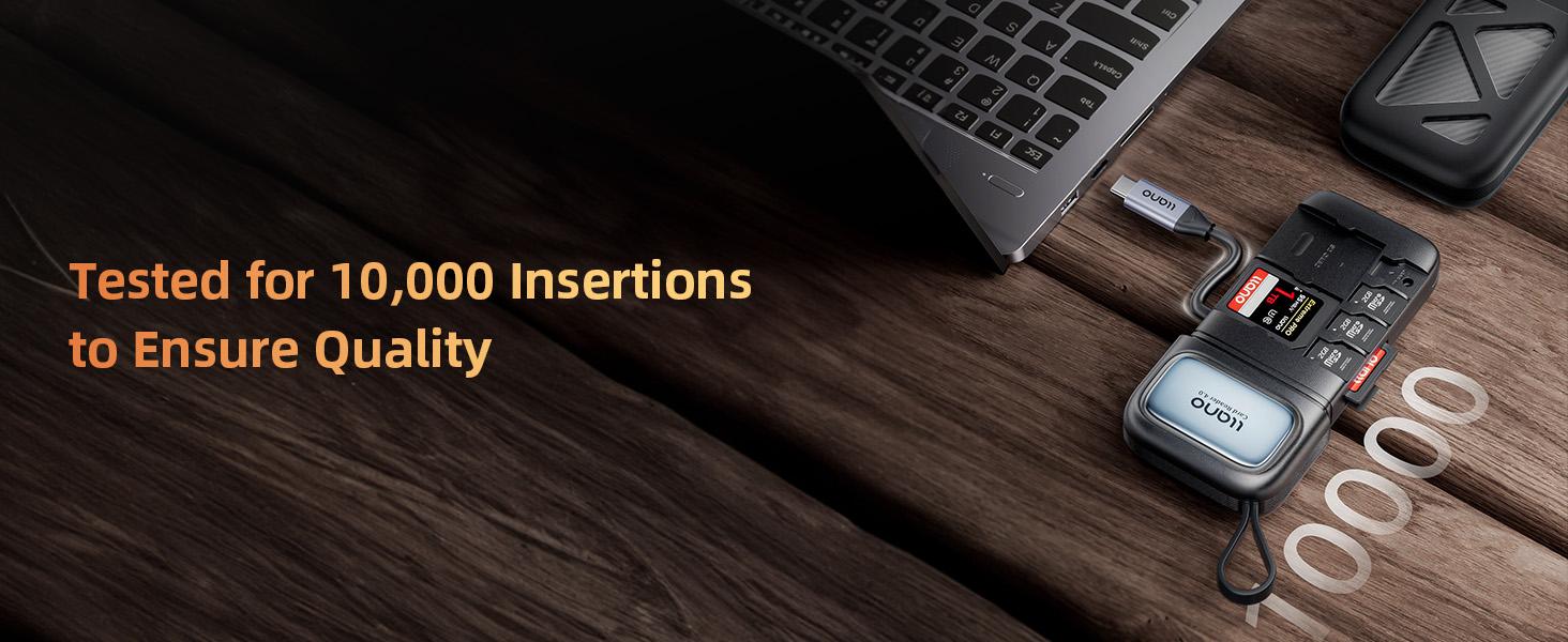 llano 2-in-1 High-Speed SD/Micro SD Card Reader Adapter(UHS-II Supported),Holder Case, Built-in Slot Storage, Compatible with iPhone, Android, PC, MacBook, Laptop, Dual Slot, USB Type-C 3.2 Gen1